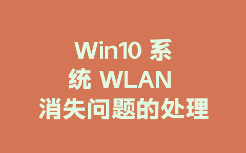 Win10 系统 WLAN 消失问题的处理方式